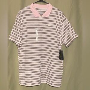 Nike Men’s Dri-Fit Victory Striped Golf Polo Standard Fit Pink Grey XL NWT